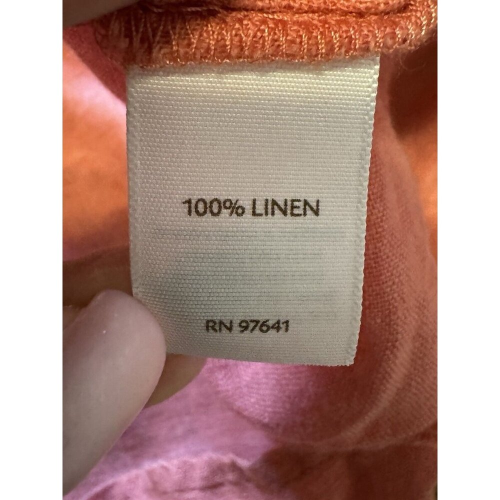 J Jill Sz M Womens Linen Button Down Tunic Top Coarl Pink Shirt Tuxedo Front - Picture 13 of 16